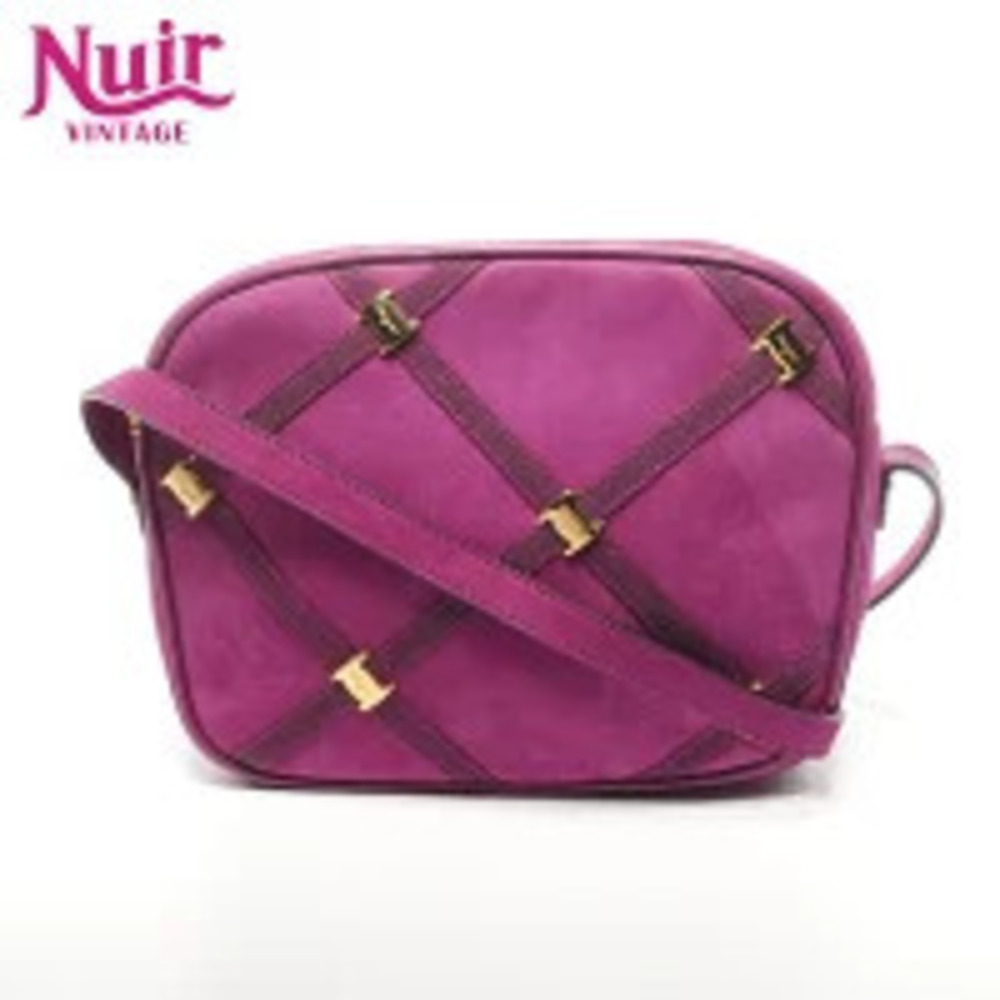 Salvatore Ferragamo Vara Suede Camera Bag Shoulder Purple